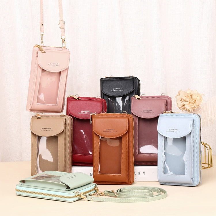 JLF012 Touch Screen Mobile Phone Bag Women Messenger Shoulder Bag, Red Wine, Black, Deep Pink, Light Pink, Light Blue, Light Green, Brown, Khaki