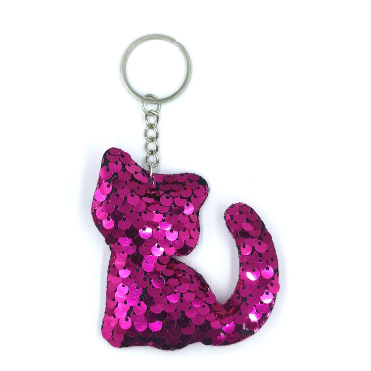 10 PCS PET Sequins Reflective Cat Keychain Bag Car Pendant