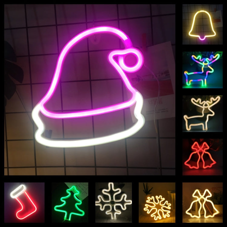 Christmas Decoration Neon Lights Wall-Mounted Ornaments, Spec:, Christmas Hat, Christmas Stock
