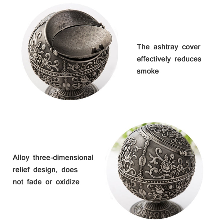 Retro Metal Spherical Ashtray With Lid Home Living Room Decoration Ornaments, Tin Color Rose, Tin Color Castle, Copper Rose, Copper Castle, Red Copper Rose, Red Copper Castle, Eagle Ancient Tin, Eagle Bronze, Eagle Red Copper, Dragon Tin, Dragon Bronze...