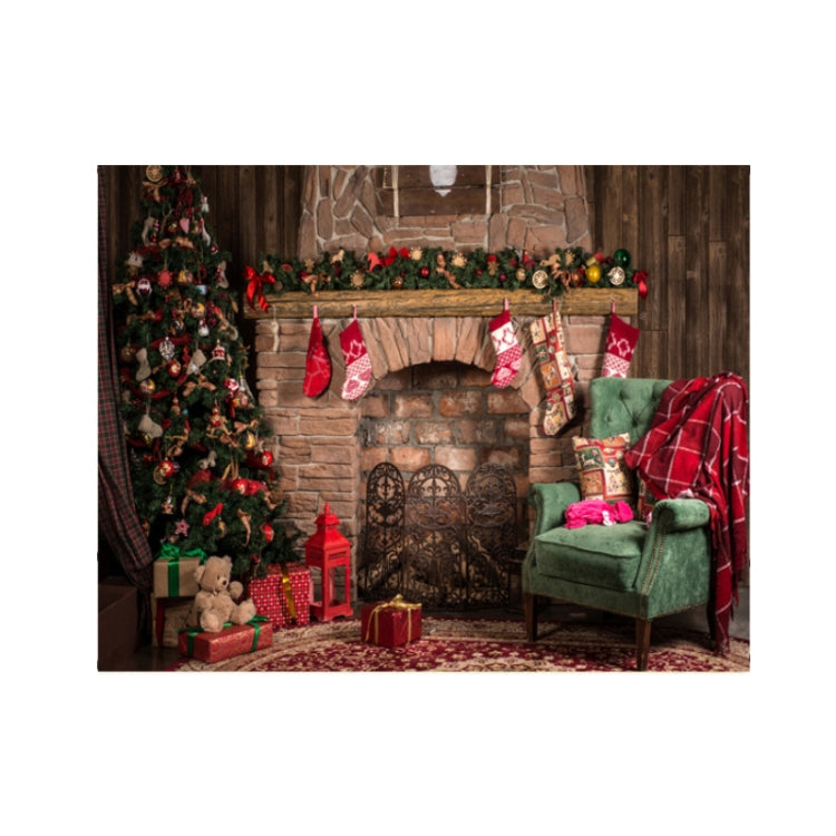 2.1m x 1.5m 3D Christmas Fireplace Studio Background Cloth, Christmas Fireplace
