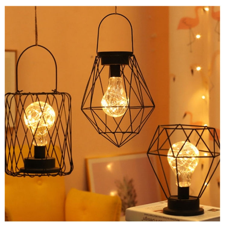Retro Decoration Lantern Wrought Iron Hollow Night Light, Diamond