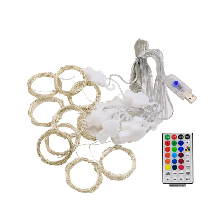 RGB 16 Color-Changing Copper Wire Curtain String Lights, 3m x 1m 100 LEDs, 3m x 2m  200 LEDs, 3m x 3m 300 LEDs