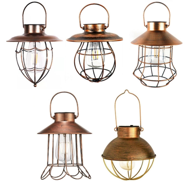 Outdoor Solar Waterproof Wrought Iron LED Hanging Light, Circular Cone, Ellipsoid, Irregular Geometric, Petals, Circular
