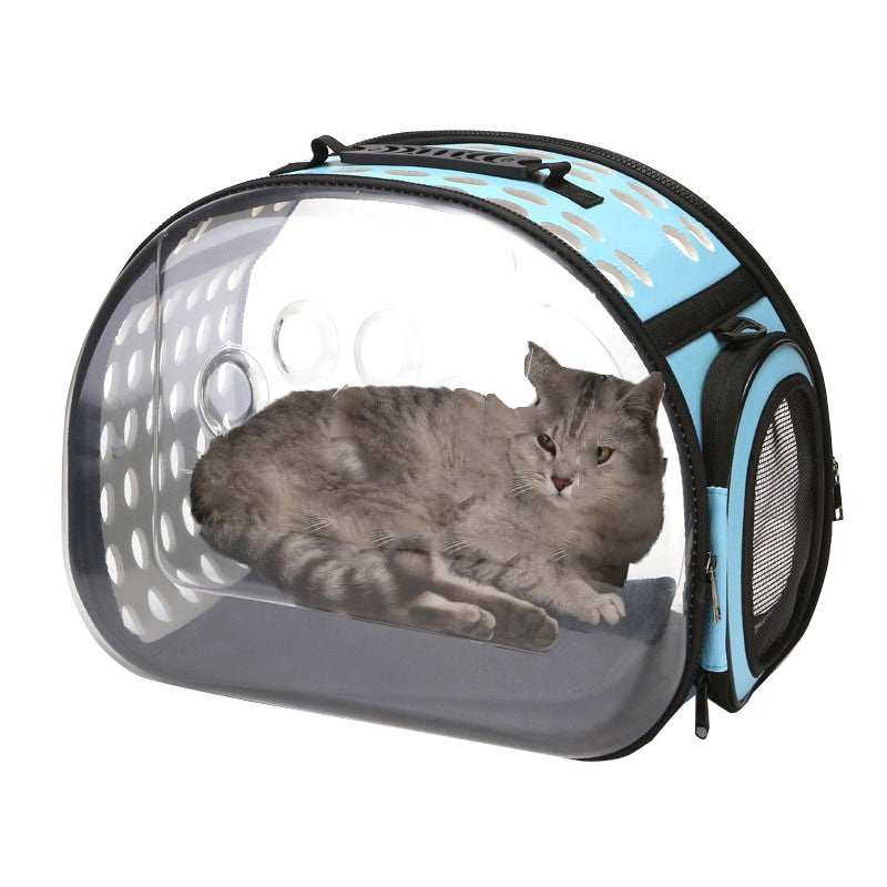 Pet Transparent Space Capsule Outing Package, Size: Small(Blue)