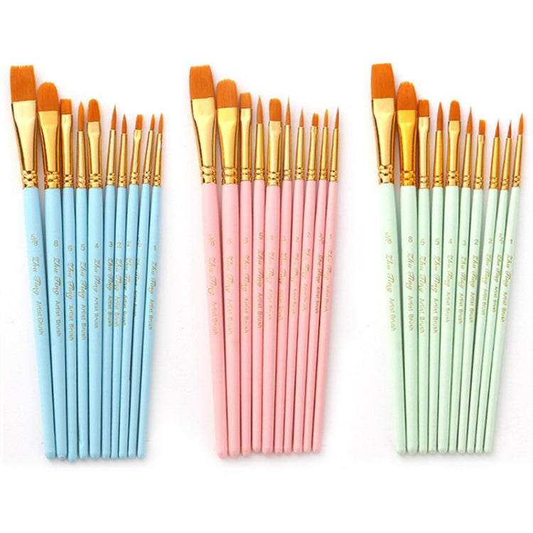 Zhuting Multifunctional Matte Nylon Wool Watercolor Brush Set, 10 PCS/Set Sky Blue, 10 PCS/Set Ice Cream Pink, 10 PCS/Set Mesh Green