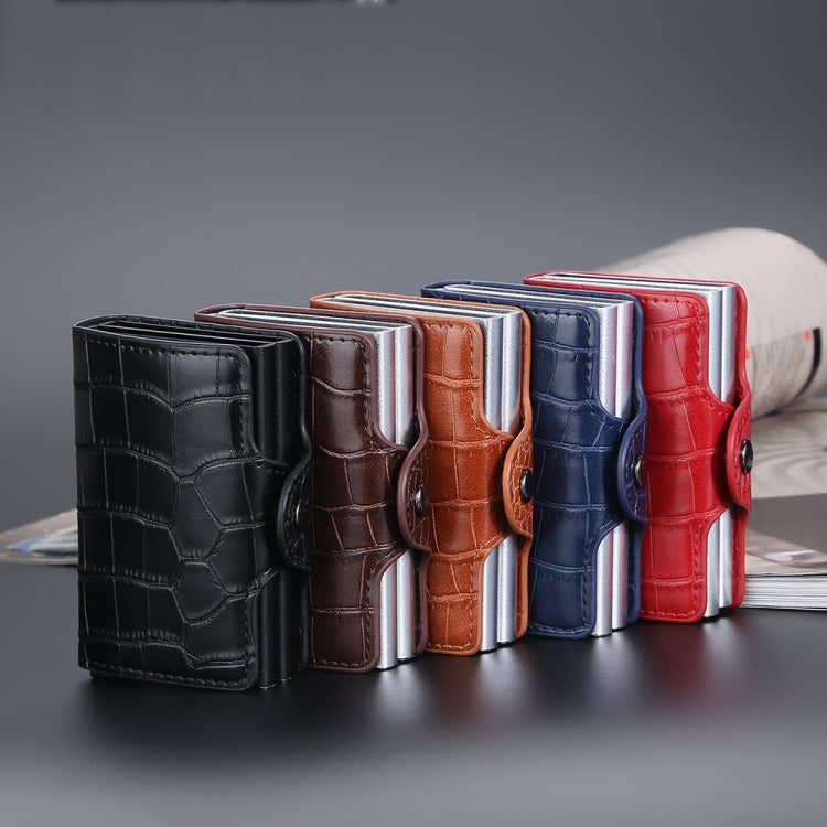 Baellerry K9171 RFID Anti-Magnetic Card Holder Crocodile Pattern Card Holder, Black, Coffee, Brown, Blue, Red