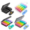 21-compartment Rainbow Pill Box One Week Pill Box, Black + Black, Transparent +Colorful, Black +Colorful, Gray + Colorful