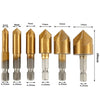 Hexagonal Handle Titanium-Plated Five-Blade Chamer 90 Degree Chamfer Knife Drill, Five-Blade