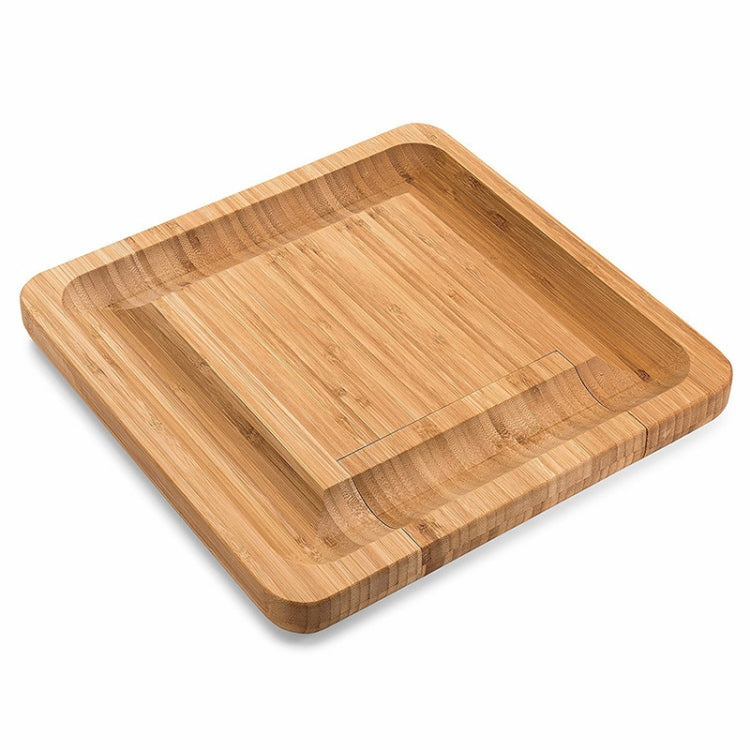 Bamboo Cheese Board With Cutter Cheese Drawer Plate, Size:, 33x33x3.5cm