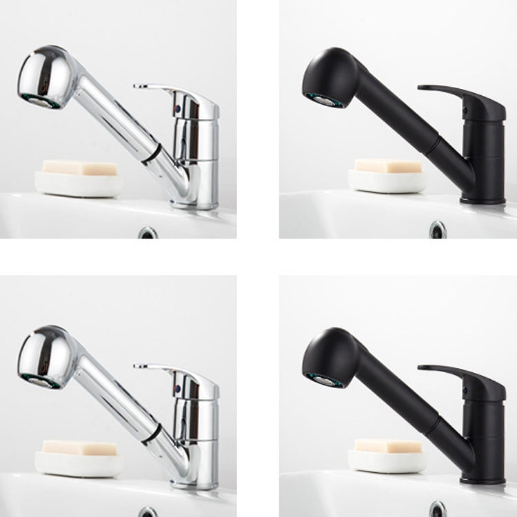 Pull-Out Hot And Cold Telescopic Scrubbed Water Tank Faucet, Copper Chrome, Copper Black, Zinc Alloy Chrome, Zinc Alloy Black
