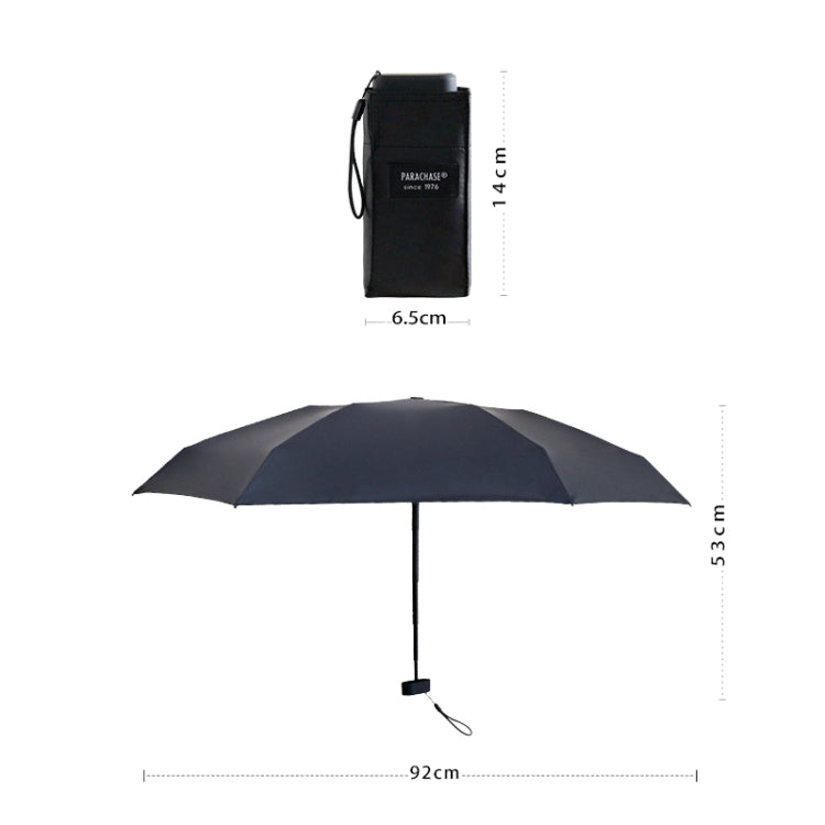 PARACHASE Mini Six Fold Bag Black Glue Sunside Sunscreen Anti-UV Sun Umbrella, Black, Navy, Khaki, Beige, Light Green