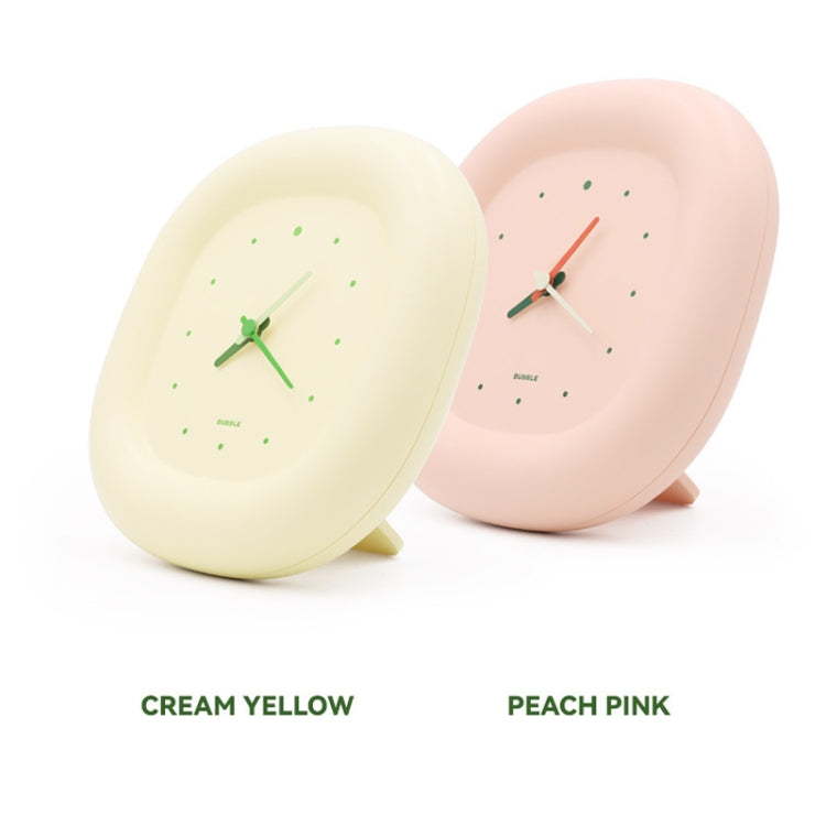H-C-07 Living Room Home Bedroom Silent Clock Quartz Wall Watch, Cream Yellow, Peach Pink