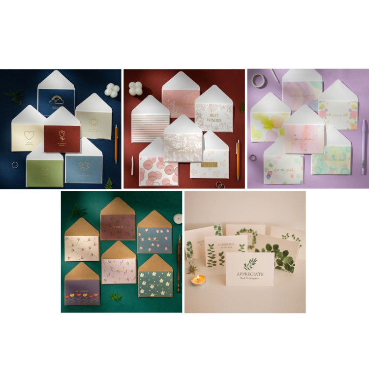 2 Sets Bronzing Mother Day Birthday Card Wishes DIY Envelope Set, 6PCS/Set HK031, 6PCS/Set HK030, 6PCS/Set HK037, 6PCS/Set HK036, 6PCS/Set Live Like Summer Flowers
