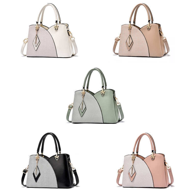 Lattice Texture Large Capacity Handbag, White, Khaki, Green, Black, Pink
