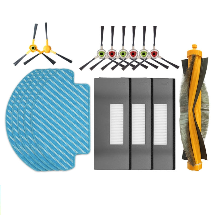 2pairs Yellow Side Brush Accessories For ECOVACS DEEBOT DT85 / DT83 Vacuum Cleaner, 1 Main Brush, 2 Pairs Side Brush, 2 PCS  Hypa, 2 PCS Rag, 2 PCS Old Cloth, 2 Pairs Yellow Side Brush