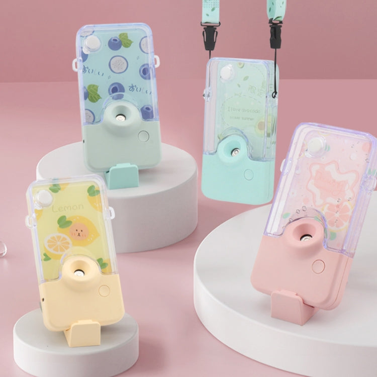 Hanging Neck Spray Hydrating Instrument Summer Fresh Fruit Series Hydrating Instrument, Lemon, Avocado, Small Pink, Blue Berry