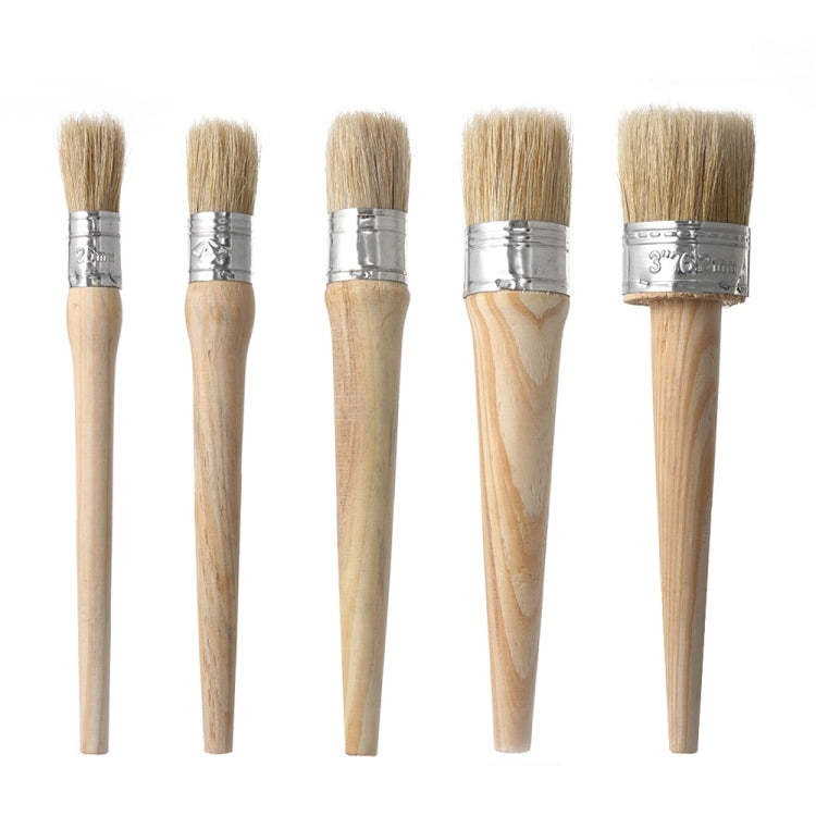Round Head Long Handle Paintbrush Bristle Wood Handle Brush, 20mm, 25mm, 30mm, 40mm, 50mm