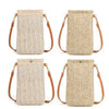 Summer Beach Bag Ladies One Shoulder Mobile Phone Bag Straw Coin Purse, Beige, Cream, Beige Magnetic Buckle, Cream Magnetic Buckle