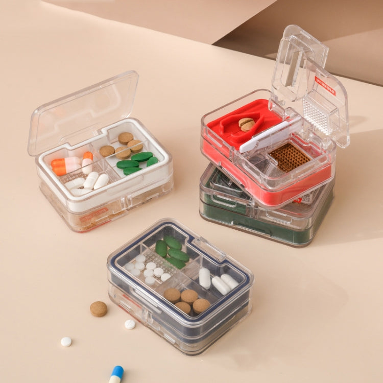 Imakara Mini Square Portable Sealed Medicine Cutter Dispenser Box, Red, Green, Blue, White