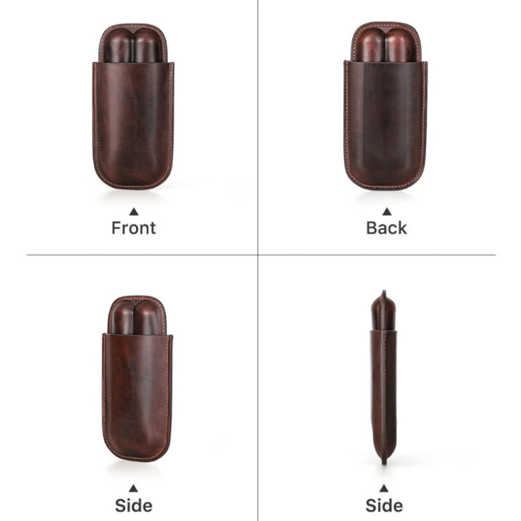 CONTACTS FAMILY 2 In 1 Portable Genuine Leather Cigar Humidor, Cigar Humidor