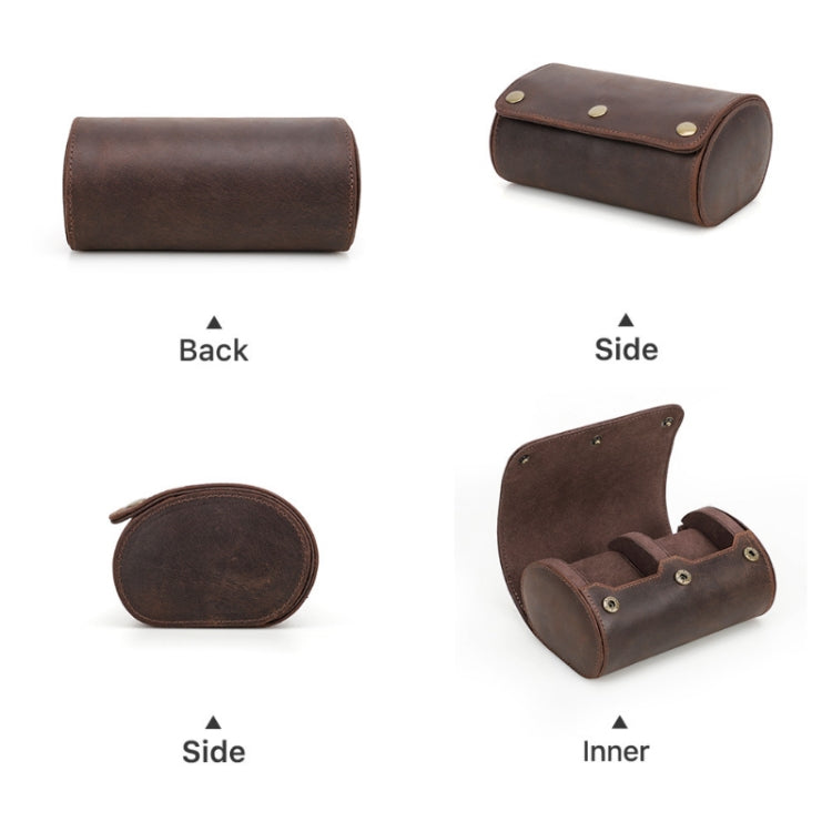 CONTACTS FAMILY Vintage Crazy Horse Leather Portable Outdoor Watch Case, CF1137