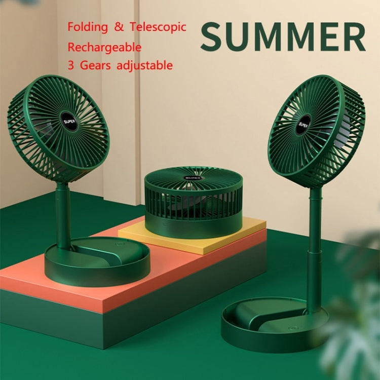 Portable Folding Fan  Retractable Floor Standing Fan,Style:, Rechargeable (White), Rechargeable (Green), USB Plug In (Green)