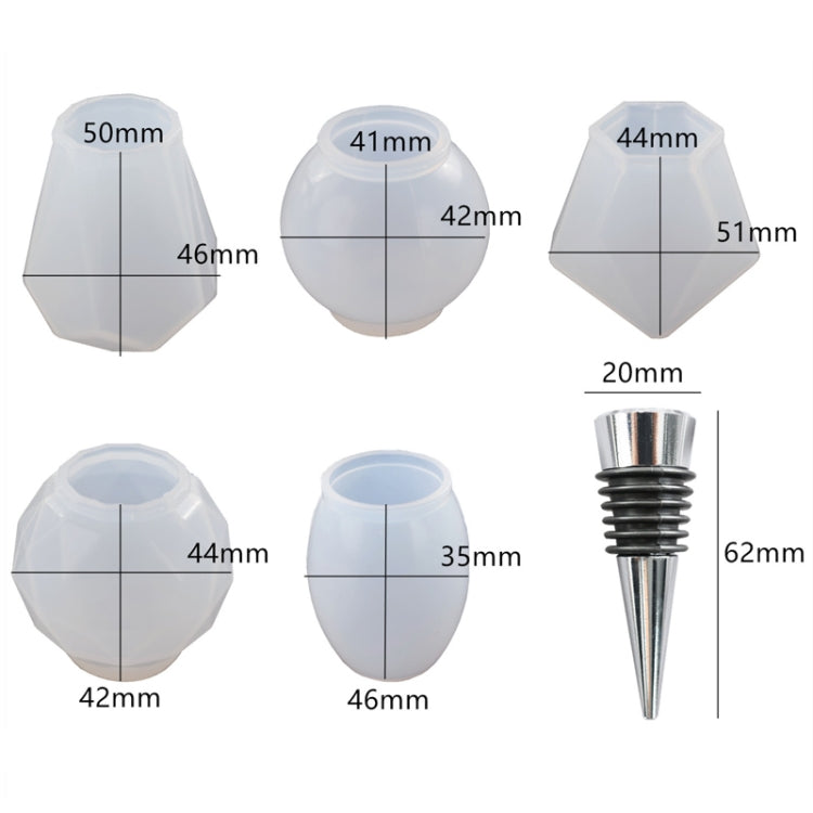 DIY Crystal Epoxy Resin Red Wine Stopper Silicone Mold,Style:, 5 Molds+5 Red Wine Plug