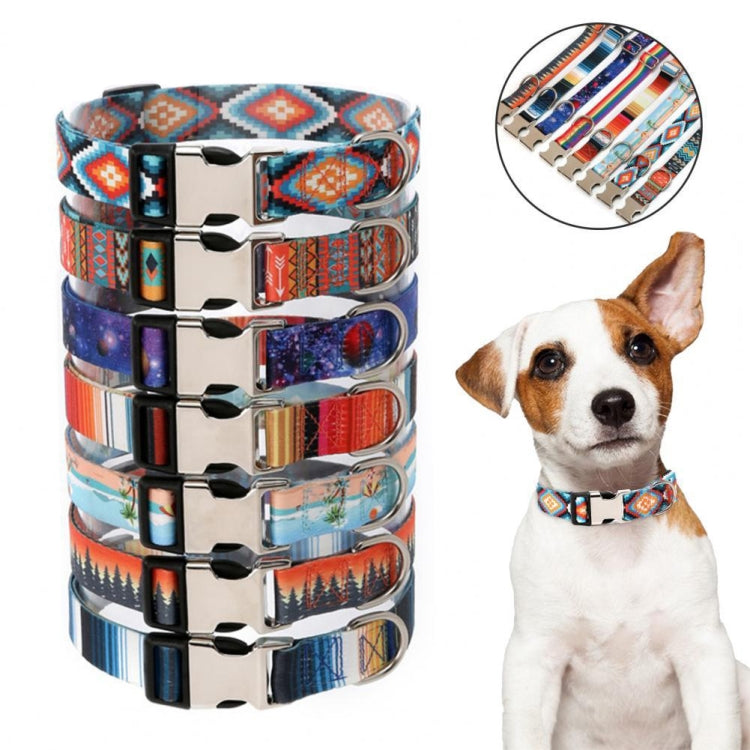 Pet Ethnic Style Polyester Cotton Print Pattern Collar, Size:, S: 1.5x27-43cm, M: 2.0x32-52cm, L: 2.5x38-61cm