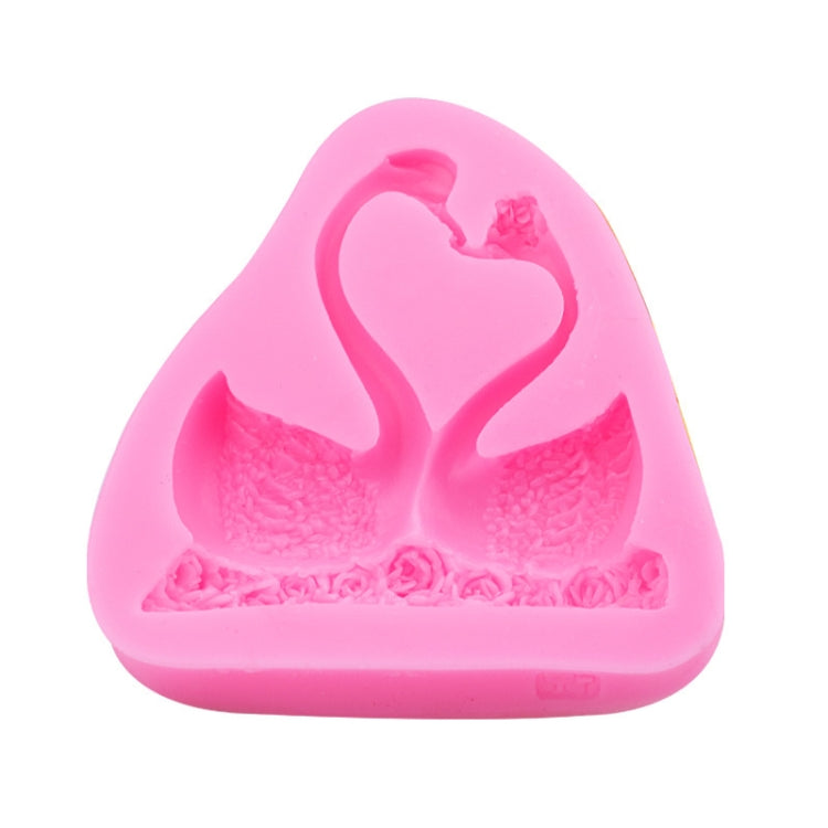 2 PCS Double Swan Rose DIY Fondant Baking Cake Liquid Silicone Mold, Double Swan Rose