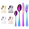 4PCS/Set Stainless Steel Western Steak Fork Spoon Knife Set, True Color, Golden, Rose Gold, Colorful, Black