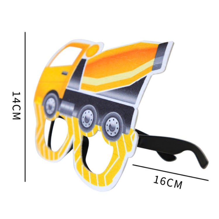 3 PCS Children Birthday Party Funny Glasses Photo Props, Logging Truck, Forklift, Tanker Truck, Small Crane, Bulldozer, Engineering Cap, Expel Soil Machine, Dump Truck, Excavator, Grinder, Screw Machine, Crane, Bus, Red Excavator, Orange Bulldozer�����...