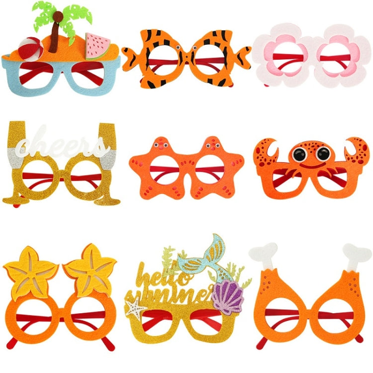 3 PCS Happy Birthday Theme Party Glasses Photo Decoration Prop, Shape:, Mermaid, Chicken Leg, Starfish, Crab, Category, Kiss Fish, Beach, Wine Glass, Flower