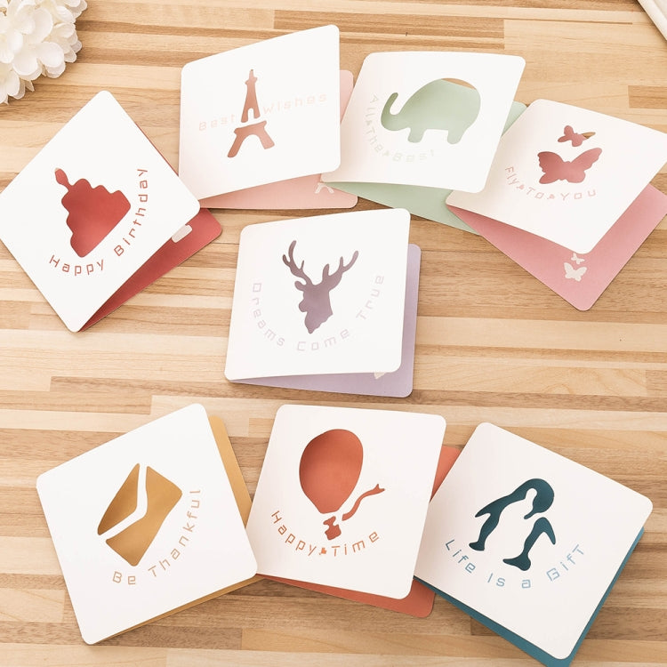 10 PCS Cute Hollow Cartoon Greeting Card, The Best Blessing, Dreams Come True, Happy Birthday, Happy Time, Flying to You, Life is Full of Gifts, Wish You all the Best, Thankful