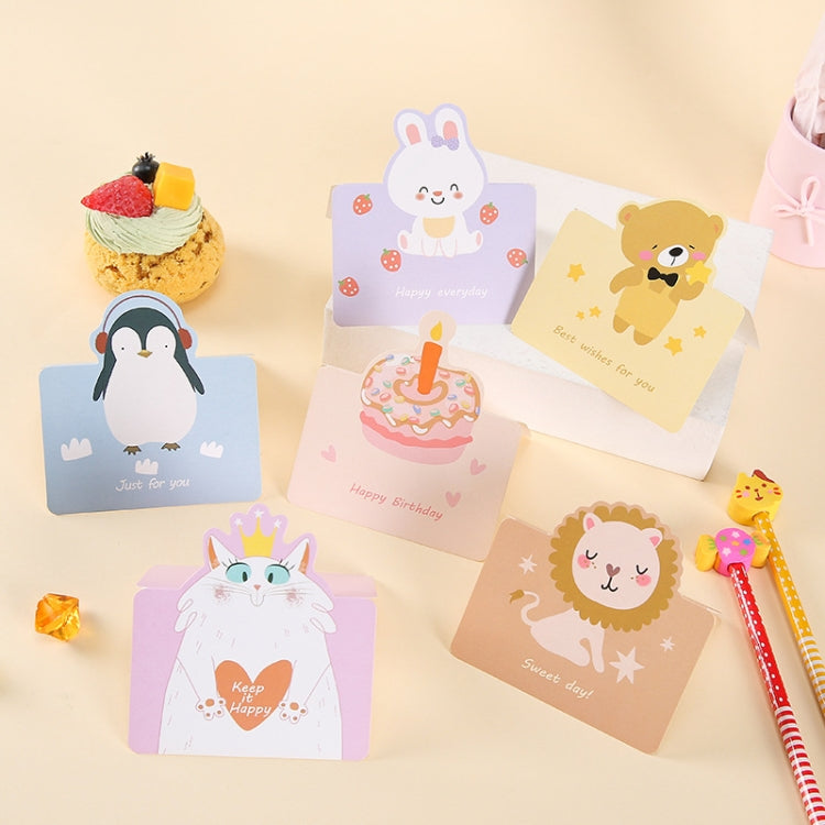 100 PCS Cute Cartoon Birthday Cards, Lion, Rabbit, Cake, Penguin, Bear, Cat