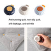 4PCS Quilt Retainer Quilt Anti-Run Fixation Anti-Slip Buckle Traceless Retainer, Warm Gray, Silk Blue, Midnight Blue