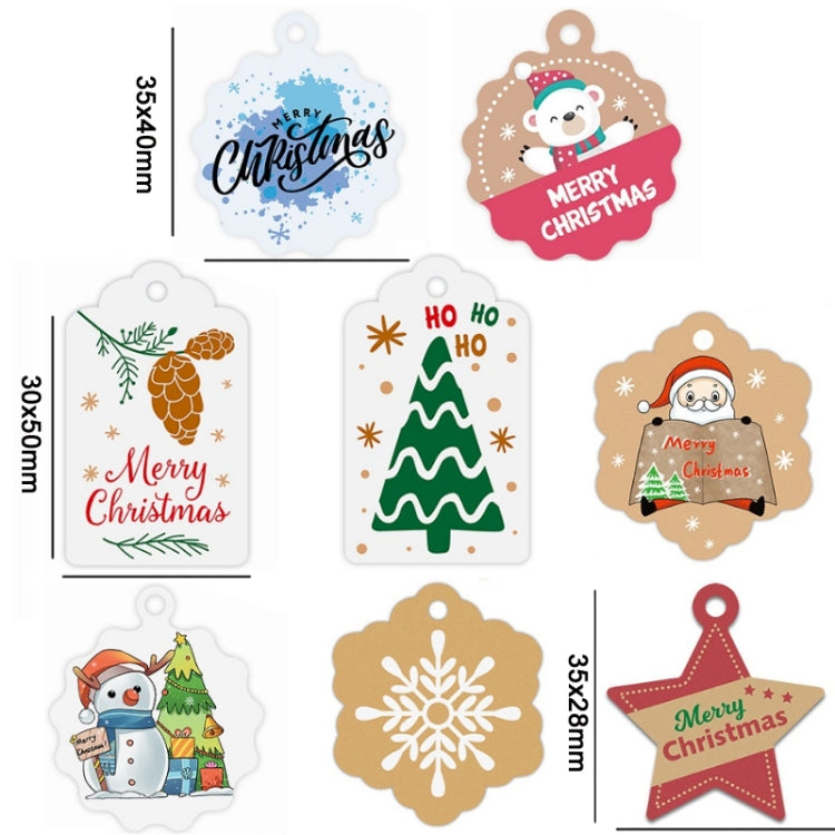 100pcs / Pack Christmas Kraft Paper Tag Gift Wrap Card Set, L-27, L-28, L-29, L-30, L-31, L-32, L-33, L-34