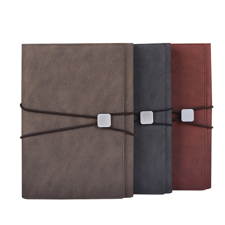 A5 Business Loose-leaf Notebook Office Stationery Leather PU Notepad, Deep Gray, Light Coffee, Red Brown