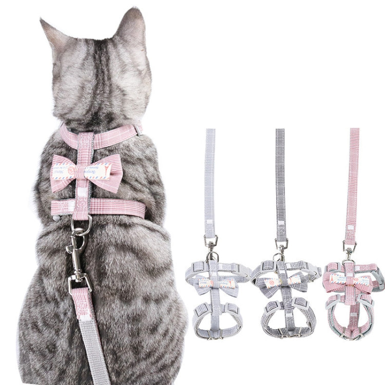 Bow-knot Anti-breakaway Adjustable Cat Leash, S, L