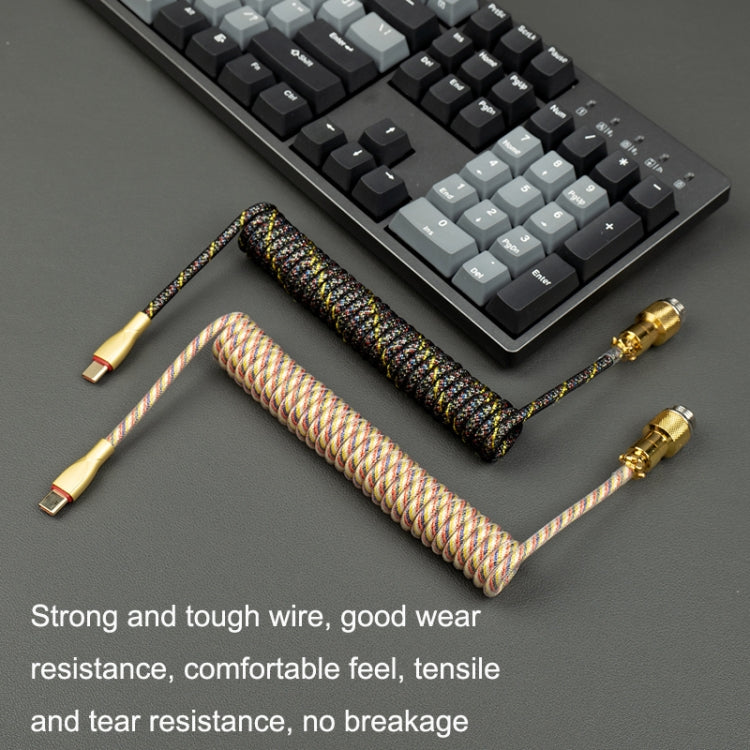 Mechanical Keyboard Spring Cable Gold-plated Aerial Plug, Yellow, Black