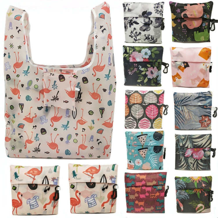 M0048 Portable Foldable Printed Shopping Bag, Pink Flamingo, Black Flamingo, Anchor, Ink Flower, Purple Flamingo, Alpaca, Colorful Dog, Flowers, Polar Bear, Pansies, Maple, Unicorn, Lily, Ice Cream, Butterfly, Rose, Elephant, Owl, Cat, Toucan, Ocean St...