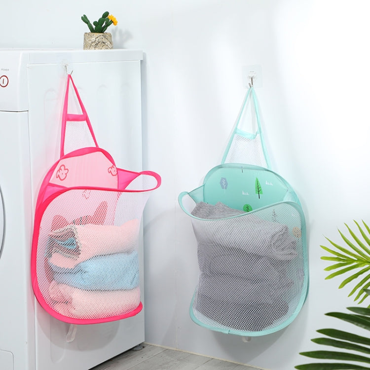 Household Folding Wall Mounted Dirty Basket, Color: Gray Net, Pink Cat, Green Tree, White Net, Gray Net