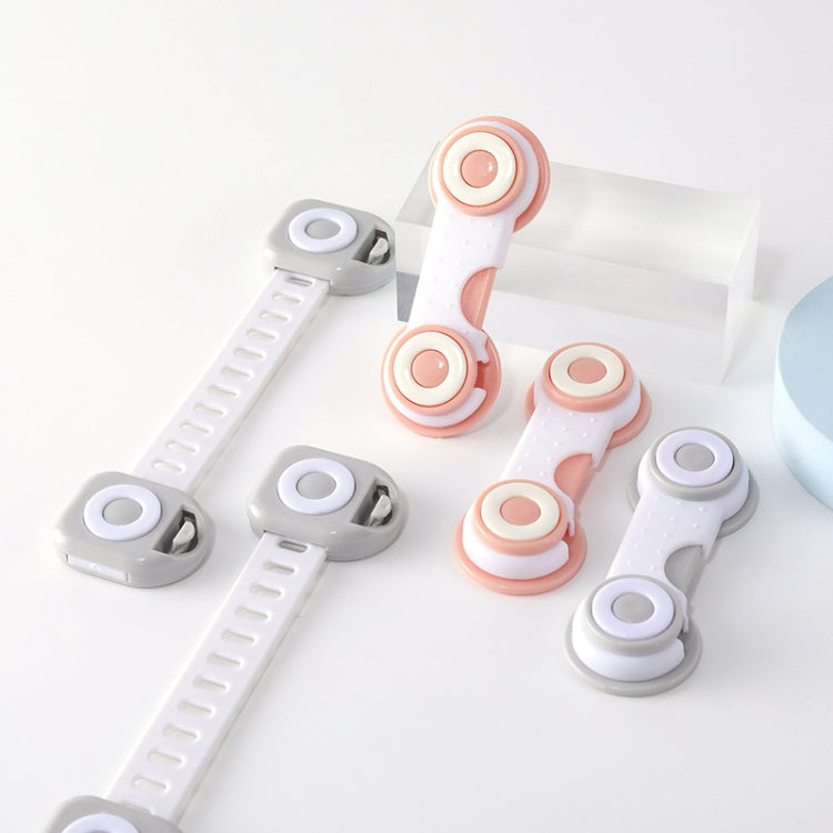 10 PCS Children Household Anti-opening Drawer Door Safety Lock, Long White Gray