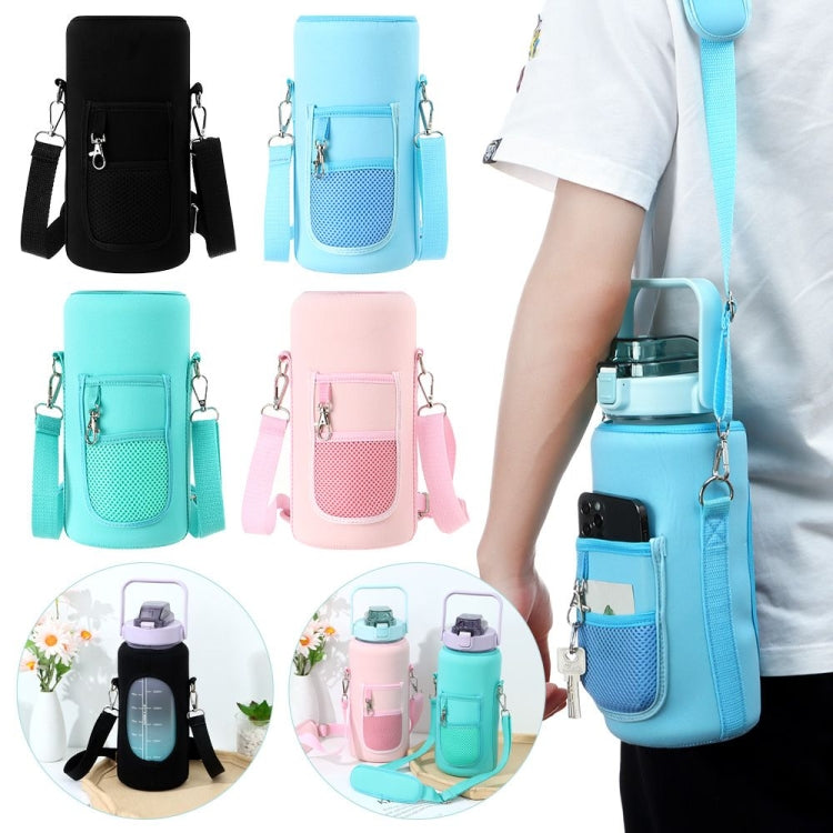 2L Diving Material Water Bottle Cover Case with Strap, Black, Pink Glue Buckle, Pink Metal Buckle, Black Metal Buckle