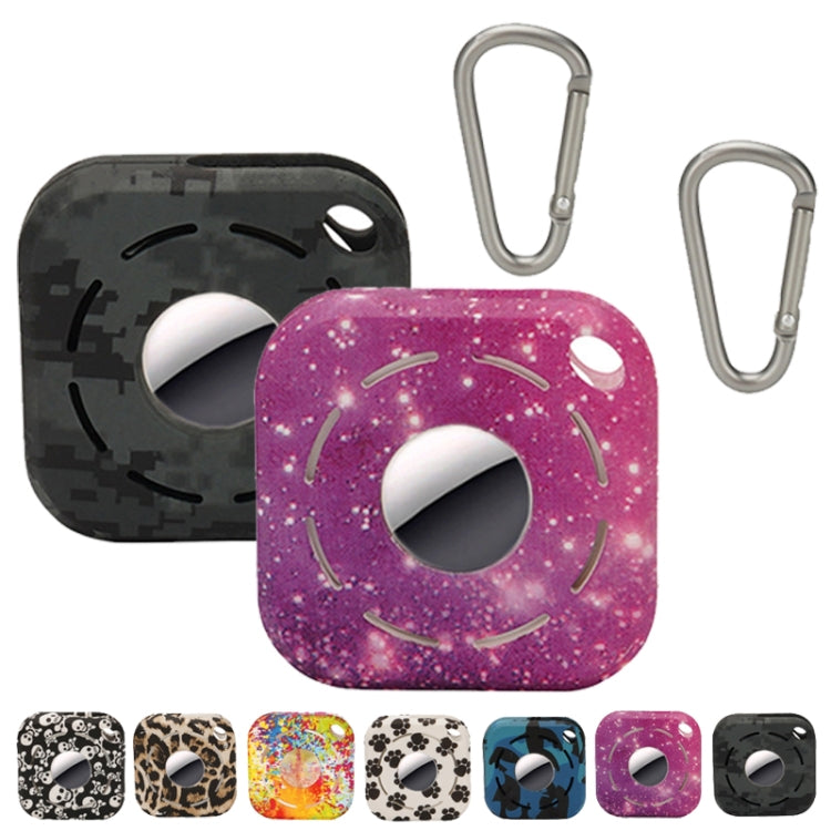 Tracker Color Print Anti-Lost Protective Cover For AirTag, Leopard Print, Graffiti, Black Gray, Feet, Grunt Head, Digital, Purple Starry Sky