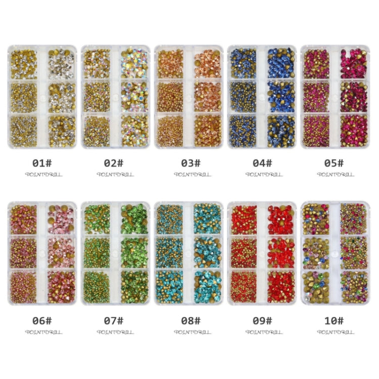 Nail Art 6 Grid Pointed Bottom Diamond Nail Jewelry, Specification: 05 Purple Red, 01 White Diamond, 02 AB, 03 Champagne, 04 Light Blue, 05 Purple Red, 06 Light Pink, 07 Light Green, 08 Lake Blue, 09 Red, 10 Colorful
