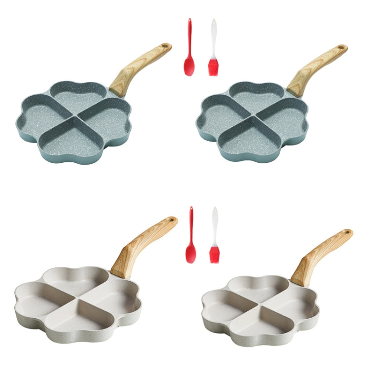 Maifan Stone Love Four-hole Fried Egg Pan Non-Stick Egg Dumpling Pan, Color:, Green, Green + Oil Brush Spoon, White, White + Oil Brush Spoon