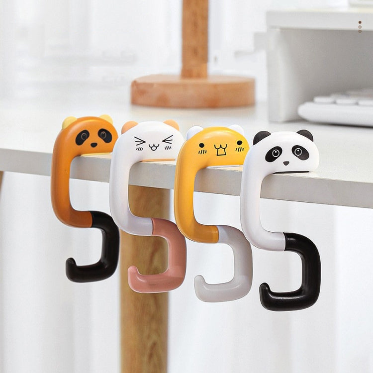2 PCS Deskside Schoolbag Hook Removable Office Bag Hanger, Panda, Small Pink Cat, Raccoon, Kitten