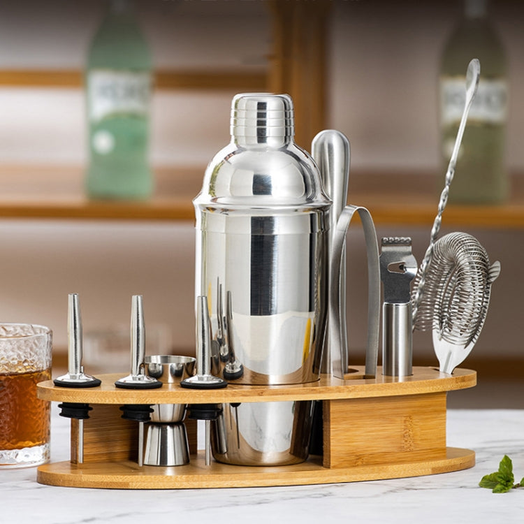 BY-011 11 In 1 Oval Wooden Stand Shaker Set Bartending Tools, Spec:, 350ml, 550ml, 700ml, 750ml