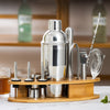 BY-011 11 In 1 Oval Wooden Stand Shaker Set Bartending Tools, Spec:, 350ml, 550ml, 700ml, 750ml